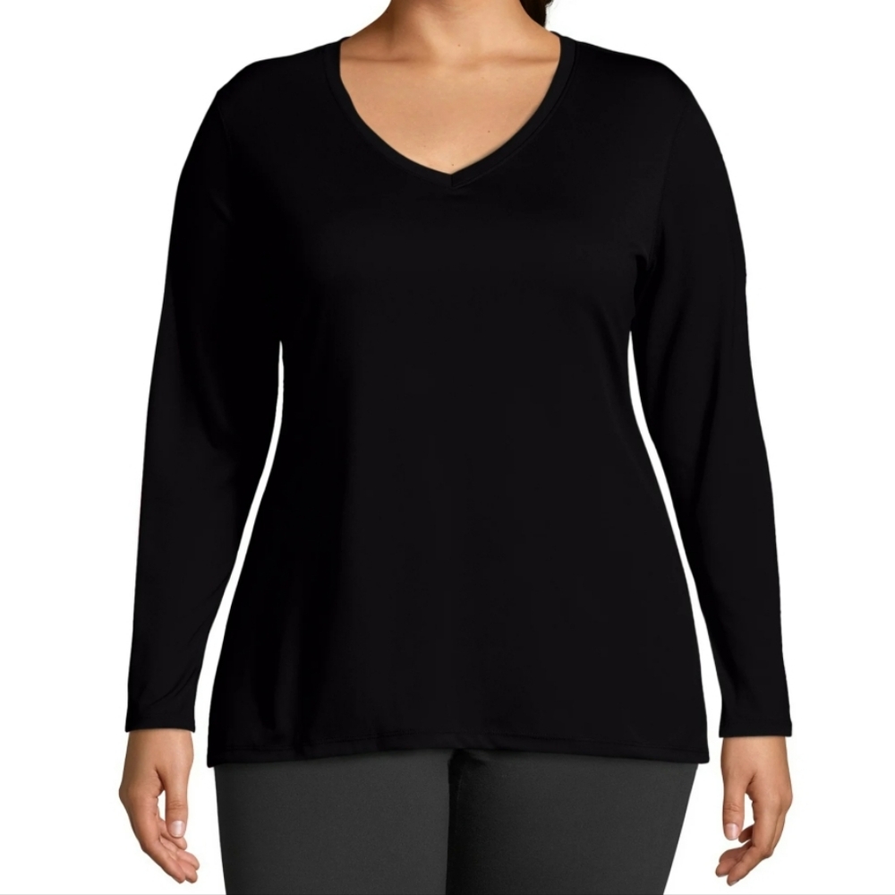 Just My Size Active Long Sleeve Cool Dri V-Neck long sleeve T-shirt Size 2X